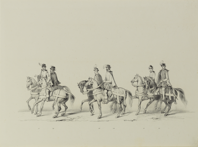 32608 Vijfde gedeelte van de maskerade van de studenten van de Utrechtse hogeschool op 17 juni 1846, voorstellende de ...